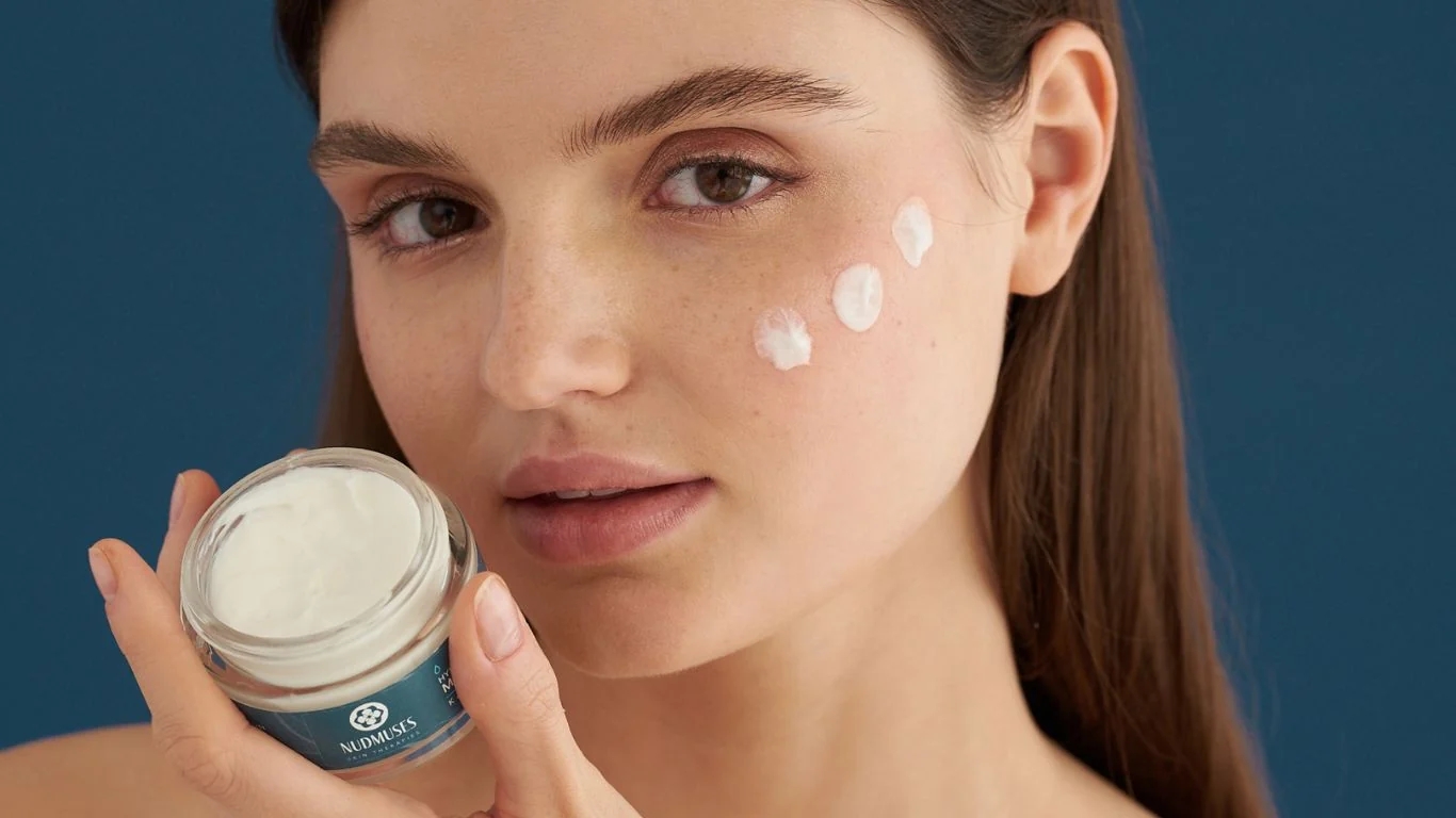 model with face cream